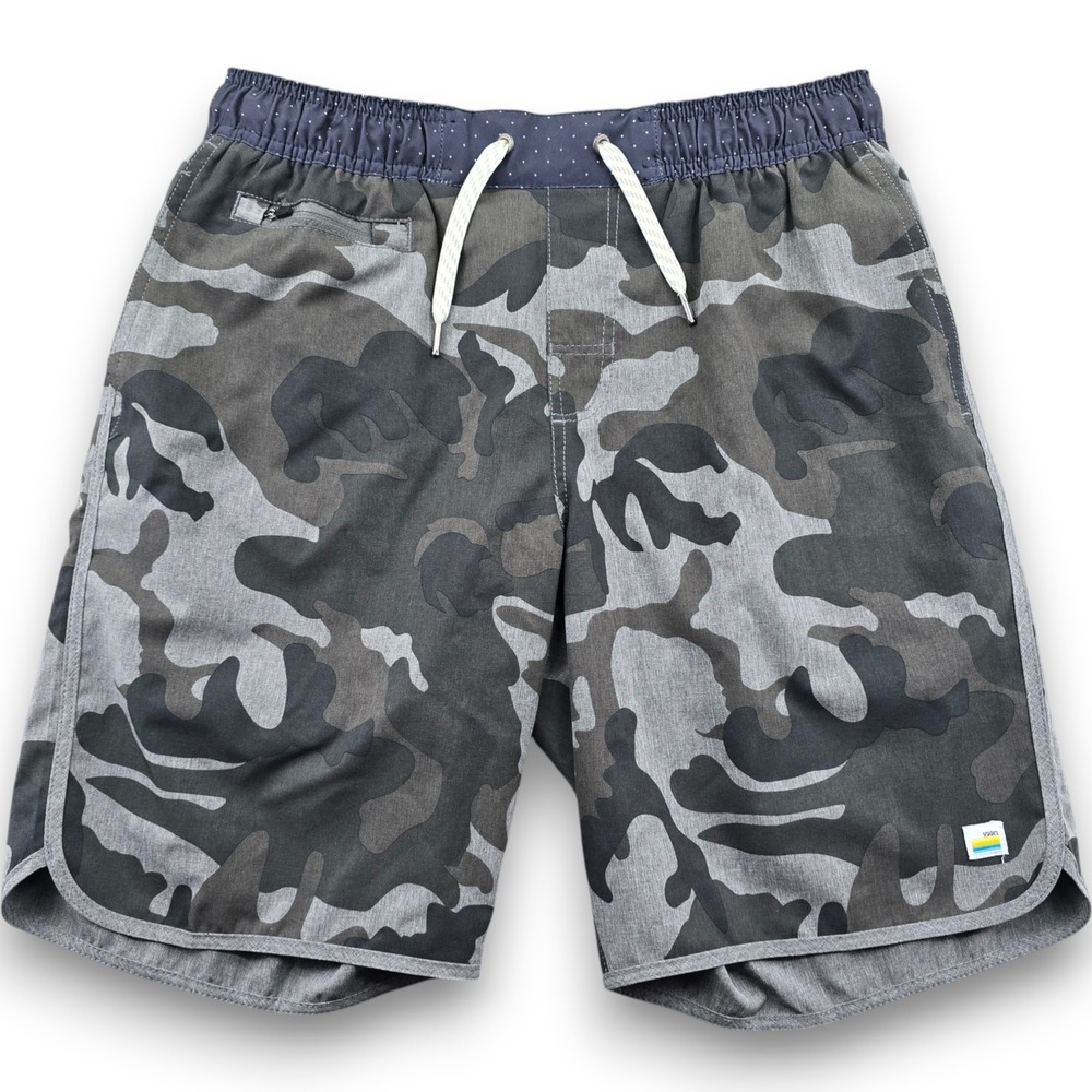 Vuori Banks Shorts Mens Grey Camo Performance Swim Gym Athletic Lined Camouflage